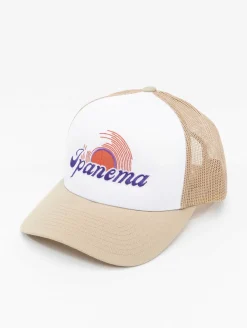 Caps & Mützen*DWD! Studioz DWD Studioz Unisex Ipanema Trucker-Cap mit großer Stickerei Sommer-Cap für Damen oder Herren Hell-Beige