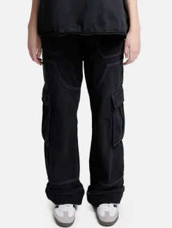 Hosen & Jeans|Jeans & Hosen*DWD! Studioz DWD Studioz Unisex Sao Paulo Cargo-Hosen für Damen oder Herren Denim-Hose mit großen Beintaschen Schwarz