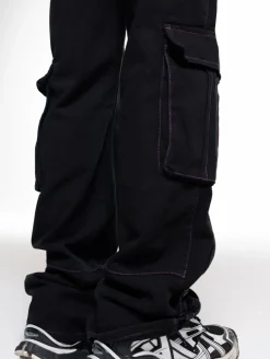 Hosen & Jeans|Jeans & Hosen*DWD! Studioz DWD Studioz Unisex Sao Paulo Cargo-Hosen für Damen oder Herren Denim-Hose mit großen Beintaschen Schwarz