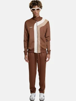 Fitnessmode & Jogginghosen|Hosen & Jeans*DWD! Studioz DWD Studioz Unisex Tapioca Jogging-Hose für Damen oder Herren Sweat-Pants mit seitlichen Retro-Streifen Braun