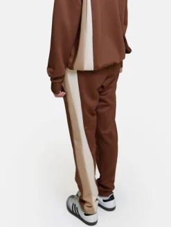 Fitnessmode & Jogginghosen|Hosen & Jeans*DWD! Studioz DWD Studioz Unisex Tapioca Jogging-Hose für Damen oder Herren Sweat-Pants mit seitlichen Retro-Streifen Braun