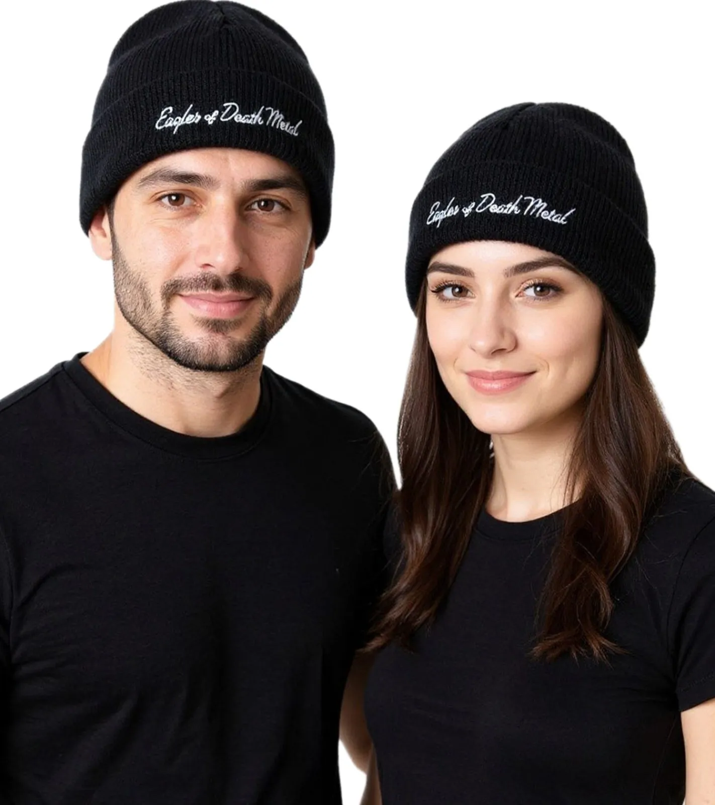 Caps & Mützen*BioworldMerch Eagles of Death Metal Unisex Beanie Baumwoll-Mütze im klassischen Schnitt Schwarz/Weiß