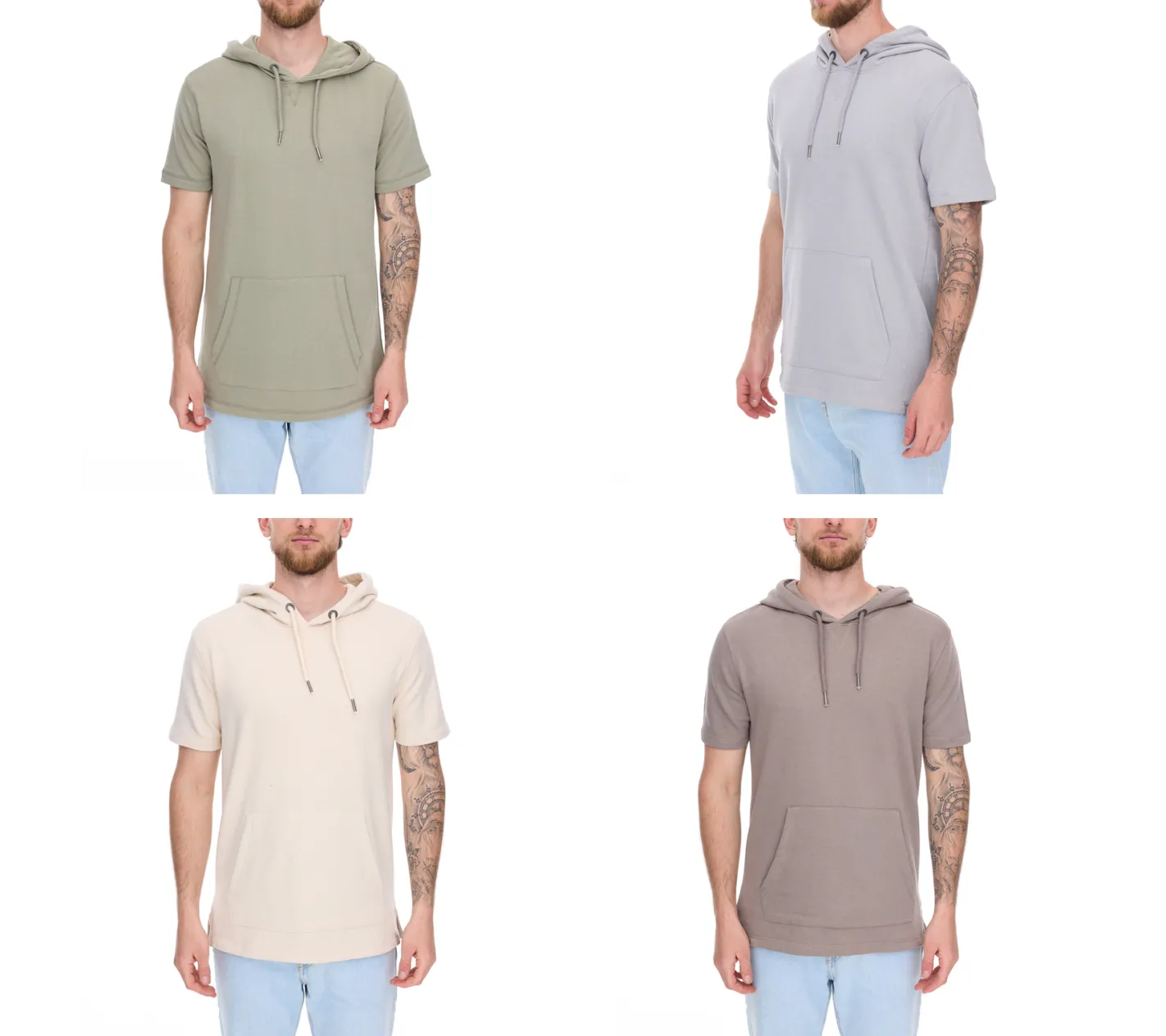 T-Shirts & Tank Tops|Pullover & Sweater*EIGHT2NINE Herren Kapuzen-Pullover kurzärmliger Baumwoll-Hoodie T-Shirt Hoody Sommer-Hoody H10014L22462AEN Hellgrau, Khaki, Braun oder Beige