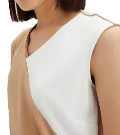 Kleider*O46bpx elegantes Damen Business-Kleid ärmelloses Etui-Kleid Jersey-Kleid 957594 Schwarz/Camel/Weiß