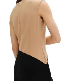 Kleider*O46bpx elegantes Damen Business-Kleid ärmelloses Etui-Kleid Jersey-Kleid 957594 Schwarz/Camel/Weiß