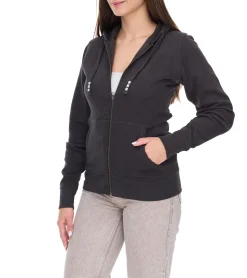 Mäntel & Jacken|Sweater & Pullover*Elevate Arora Damen Sweat-Jacke mit Kapuze 300 g/m2 schlichte Baumwoll-Jacke Pullover 3821295 Dunkelgrau