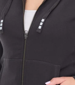 Mäntel & Jacken|Sweater & Pullover*Elevate Arora Damen Sweat-Jacke mit Kapuze 300 g/m2 schlichte Baumwoll-Jacke Pullover 3821295 Dunkelgrau