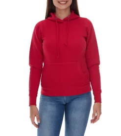 Große Größen|Sweater & Pullover*Elevate Charon Damen Hoodie schlichter Baumwoll-Pullover mit Kängurutasche Sweater 3823421 Rot