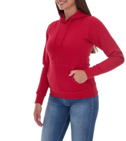 Große Größen|Sweater & Pullover*Elevate Charon Damen Hoodie schlichter Baumwoll-Pullover mit Kängurutasche Sweater 3823421 Rot