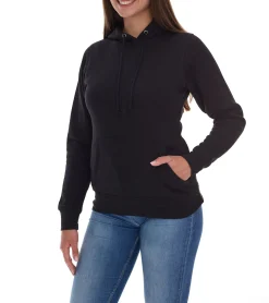 Große Größen|Sweater & Pullover*Elevate Charon Damen Hoodie schlichter Baumwoll-Pullover mit Kängurutasche Sweater 3823490 Schwarz