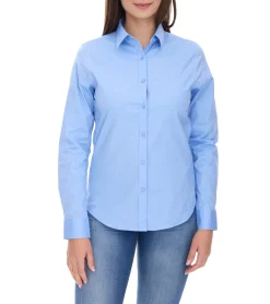 Poloshirts & Blusen*Elevate Hamell Langarm-Hemd schlichtes Damen Blusen-Hemd Popelin Bluse Hellblau, Schwarz oder Weiß