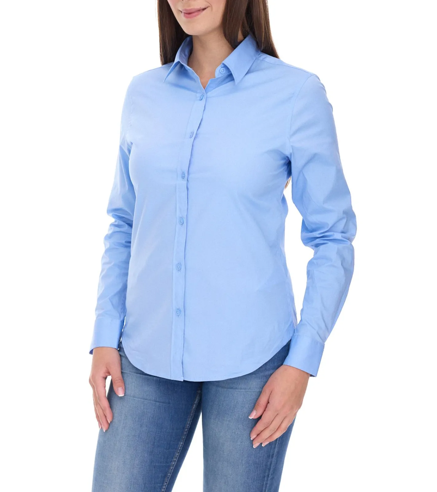Poloshirts & Blusen*Elevate Hamell Langarm-Hemd schlichtes Damen Blusen-Hemd Popelin Bluse 3816940 Hellblau