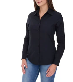 Poloshirts & Blusen*Elevate Hamell Langarm-Hemd schlichtes Damen Blusen-Hemd Popelin Bluse Hellblau oder Schwarz