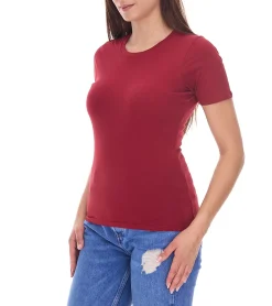 Tops & T-Shirts*Elevate Heros Damen T-Shirt schlichtes Baumwoll-Shirt 150 g/m2 Basic-Shirt Unterzieh-Shirt 3802924 Burgundy-Rot