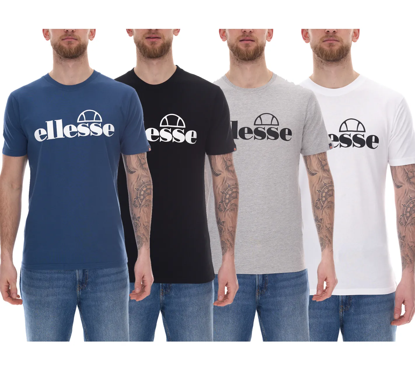 T-Shirts & Tank Tops*ellesse Fuenti T-Shirt Herren Baumwoll-Shirt mit Logo-Print Sport-Shirt SHP16469 in Schwarz, Weiß, Blau oder Grau