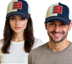 Caps & Mützen*Bio-Domes Headgear Eminem Unisex Trucker-Cap mit Logo-Stickerei stylische Baseball-Cap Fan-Artikel Navy/Weiß