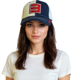 Caps & Mützen*Bio-Domes Headgear Eminem Unisex Trucker-Cap mit Logo-Stickerei stylische Baseball-Cap Fan-Artikel Navy/Weiß