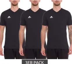 T-Shirts & Tank Tops*adidas 3er Pack Entrada 22 Herren T-Shirt nachhaltiges Baumwoll-Shirt mit V-Ausschnitt HC0448 Schwarz