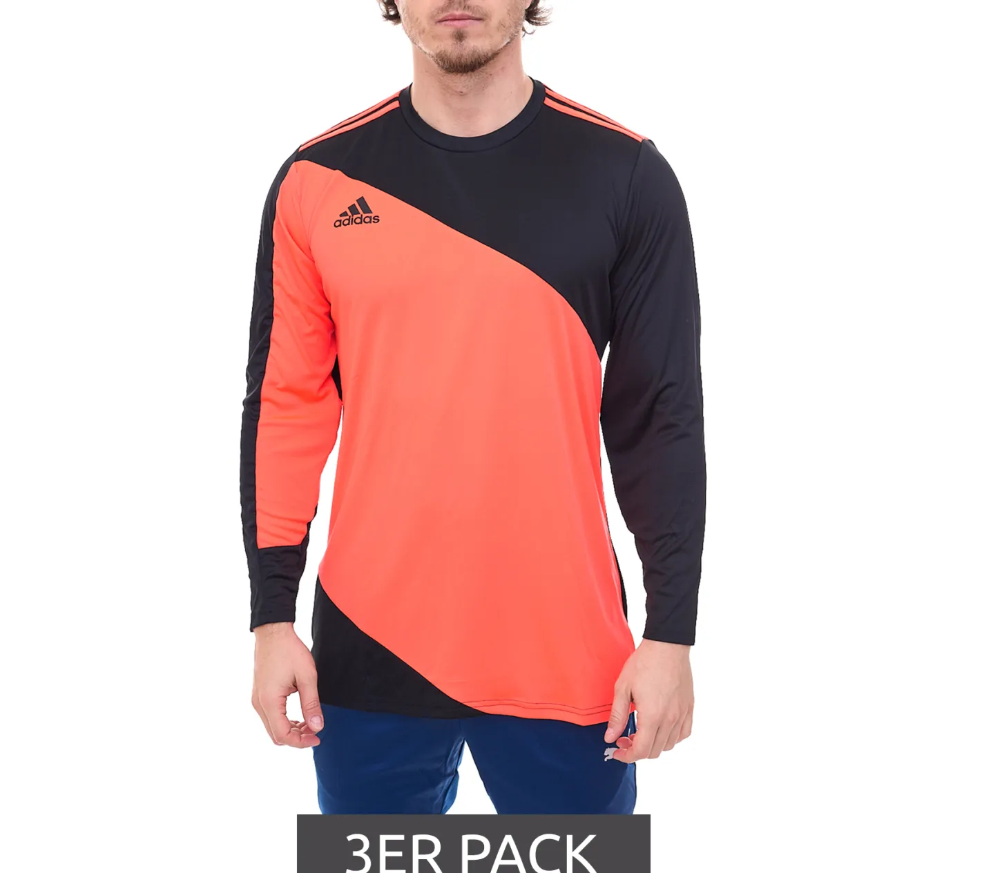 T-Shirts & Tank Tops|Sportoberbekleidung*adidas 3er Pack Torwarttrikot Squadra GK 21 Herren Langarm-Trikot Fußball mit Aeroready GK9805 Schwarz/Orange