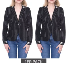 Blazer & Sakko*AjC 2er Pack Blazer Damen Business-Jacke mit Ein-Knopf-Verschluss Blazer Anzug-Jacke 36873246 Schwarz