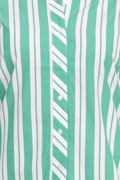 Poloshirts & Blusen*AjC 2er Pack Damen Bluse gestreiftes Langarm-Shirt Baumwolle mit kleinen Rüschen 36148235 Grün/Weiß