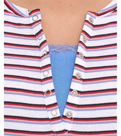 Tops & T-Shirts*AjC 2er Pack Damen Langarm-Shirt mit Spitze figurbetontes Baumwoll-Shirt 12726709 Weiß/Blau/Rot