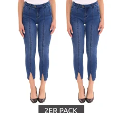 Hosen & Jeans*AjC 2er Pack Jeans Damen Slim-Fit Hose in knöchellänge High-Waist Hose mit Schlitz 73958310 Blau