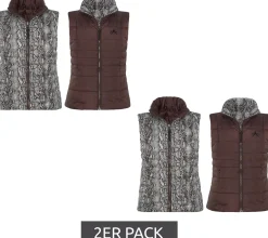 Mäntel & Jacken*ALPENBLITZ 2er Pack Damen Wende-Weste unifarbene und Allover-Print Stepp-Weste 48569704 Braun/Schwarz/Weiß