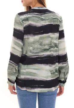 Poloshirts & Blusen*bruno banani 2er Pack Damen Langarm-Bluse im Batik-Look Sommershirt 31663237 Grün/Schwarz