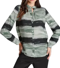 Poloshirts & Blusen*bruno banani 2er Pack Damen Langarm-Bluse im Batik-Look Sommershirt 31663237 Grün/Schwarz