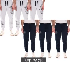 Große Größen|Jogginghosen & Fitnessmode*CAMP DAVID 3er Pack Herren Jogging-Hose mit Baumwollanteil Sweat-Hose Trainings-Hose 428251 Dunkelblau oder Grau