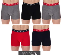 Unterwäsche|Boxershorts*CR7 CRISTIANO RONALDO 5er Pack Basic Trunk Herren Boxershorts atmungsaktive Baumwoll-Unterhose Unterwäsche 300-8125-49-2316 Rot/Grau/Navy/Schwarz