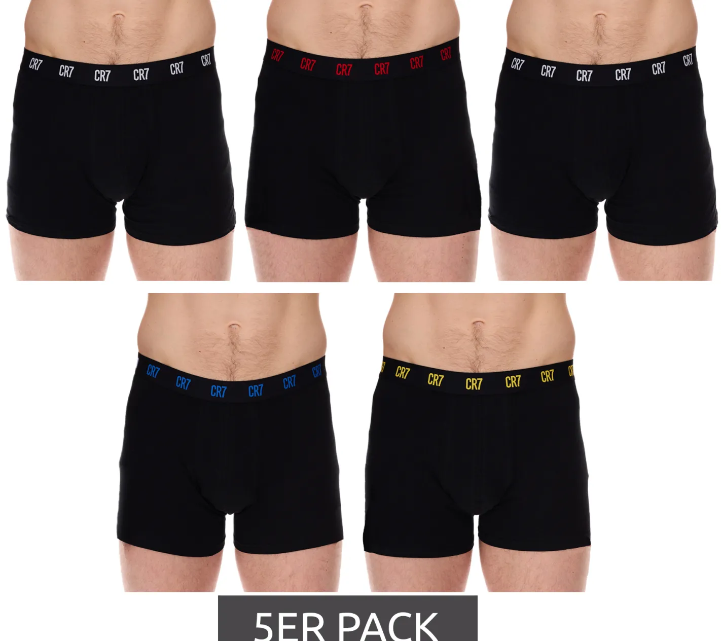 Unterwäsche|Boxershorts*CR7 CRISTIANO RONALDO 10er Pack Basic Trunk Herren Boxershorts atmungsaktive Baumwoll-Unterhose Unterwäsche 300-8125-49 Rot/Grau/Navy/Schwarz/Bunt/Gold