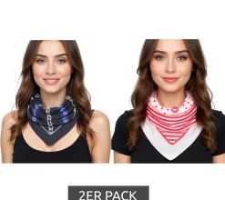 Handschuhe & Schals*DELMAO 2er Pack Halstuch mit verschiedenen Mustern Alltags-Tuch 8168 3644 Weiß/Schwarz/Rot