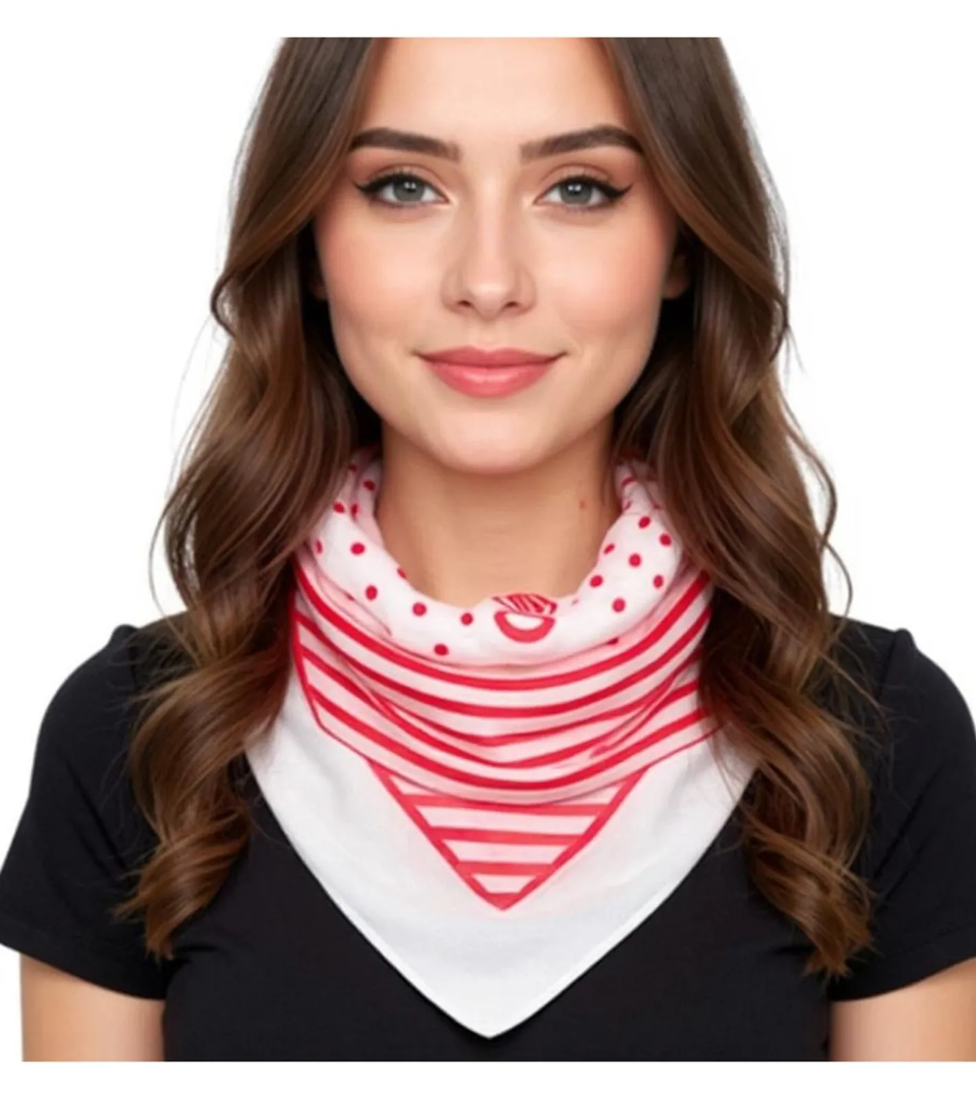 Handschuhe & Schals*DELMAO 2er Pack Halstuch mit verschiedenen Mustern Alltags-Tuch 8168 3644 Weiß/Schwarz/Rot