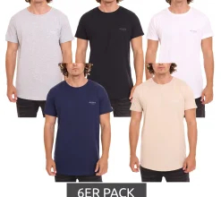T-Shirts & Tank Tops*DJOGZ LOUNGEWEAR 6er Pack Herren Basic-Shirt Baumwoll-Shirt im Sparpack T-Shirt 2202501 Schwarz, , Beige, Blau oder Grau Weiß