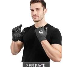 Handschuhe & Schals*EGREGIE 2er Pack Herren Fahrrad-Handschuhe mit Fleecefutter Lauf-Handschuhe mit Smartphone Handy Touchfunktion Sport-Handschuhe Schwarz