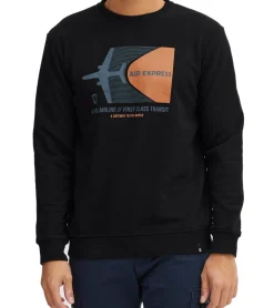 Pullover & Sweater*INDICODE 2er Pack IDForz Herren Baumwoll-Pullover Rundhals-Sweater mit großem Frontprint 55582MM , Grau oder Blau Schwarz