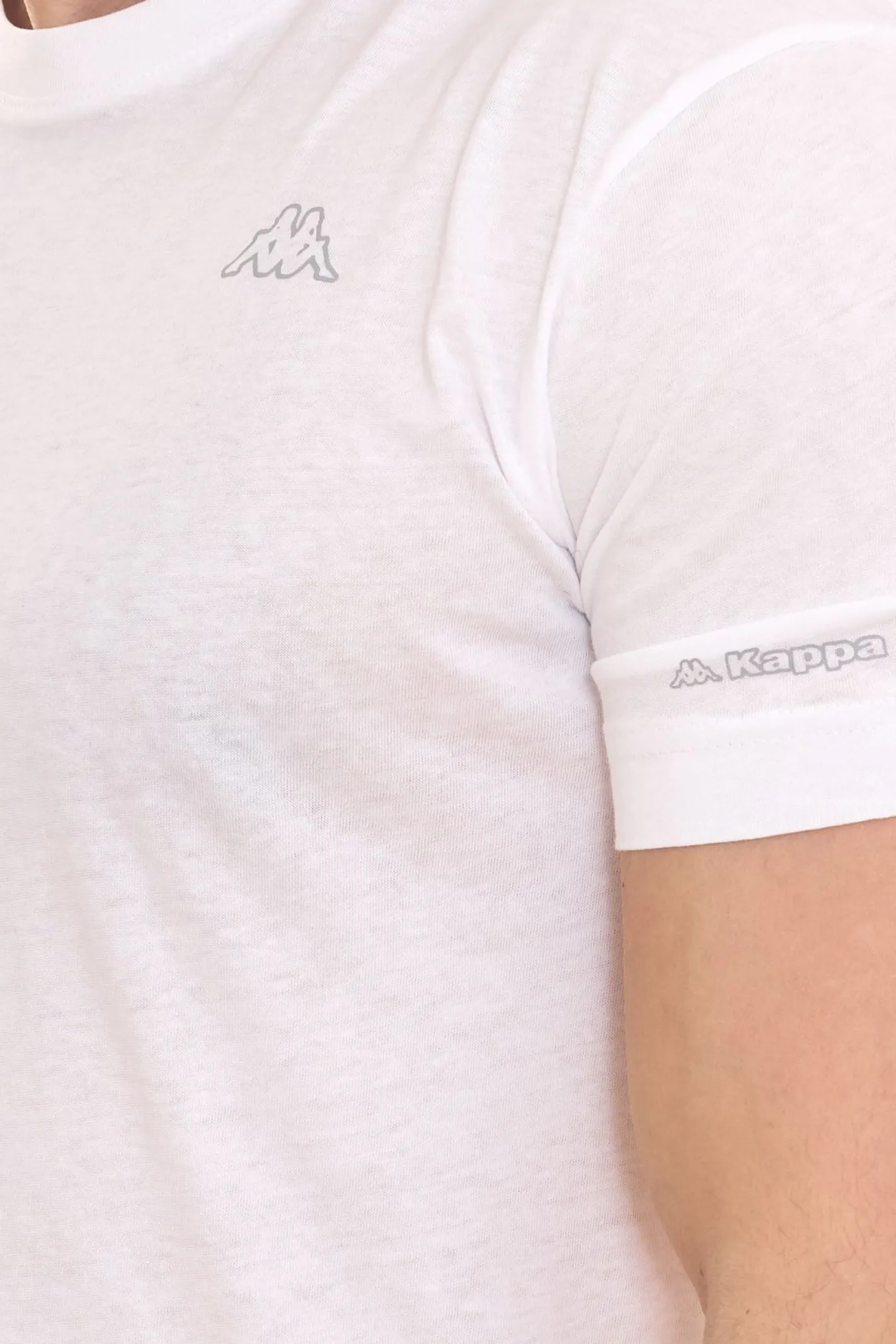 T-Shirts & Tank Tops*Kappa 8er Pack Herren Baumwoll-Shirt Rundhals-Shirt mit kleinem Logo-Patch Sparpack Kurzarm-Shirt 711169 A1C Weiß