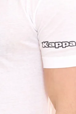 T-Shirts & Tank Tops*Kappa 3er Pack Herren Baumwoll-Shirt Rundhals-Shirt mit großem Logo-Patch Kurzarm-Shirt 11-4001 A8A Weiß