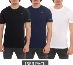 T-Shirts & Tank Tops*Kappa 15er Pack Herren Baumwoll-Shirt Sparpack Rundhals-Shirt mit kleinem Logo-Patch Kurzarm-Shirt 711169 , Blau oder Schwarz Weiß