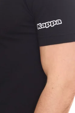 T-Shirts & Tank Tops*Kappa 3er Pack Herren Baumwoll-Shirt Rundhals-Shirt mit großem Logo-Patch Kurzarm-Shirt Blau, Schwarz oder Weiß