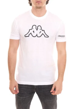 T-Shirts & Tank Tops*Kappa 3er Pack Herren Baumwoll-Shirt Rundhals-Shirt mit großem Logo-Patch Kurzarm-Shirt Blau, Schwarz oder Weiß