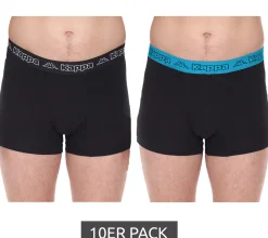 Unterwäsche|Boxershorts*Kappa 10er Pack Herren Boxershorts mit Marken Schriftzug und Logo Unterhose 351K1JW ADN Schwarz/Blau