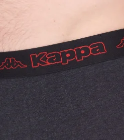 Unterwäsche|Boxershorts*Kappa 2er Pack Herren Boxershorts mit Marken Schriftzug und Logo Unterhose 351K1JW ADK Dunkelgrau/Hellgrau/Rot
