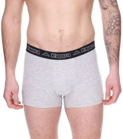 Unterwäsche|Boxershorts*Kappa 2er Pack Herren Boxershorts mit Marken Schriftzug und Logo Unterhose 351K1JW ADK Dunkelgrau/Hellgrau/Rot