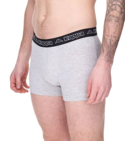 Unterwäsche|Boxershorts*Kappa 2er Pack Herren Boxershorts mit Marken Schriftzug und Logo Unterhose 351K1JW ADK Dunkelgrau/Hellgrau/Rot