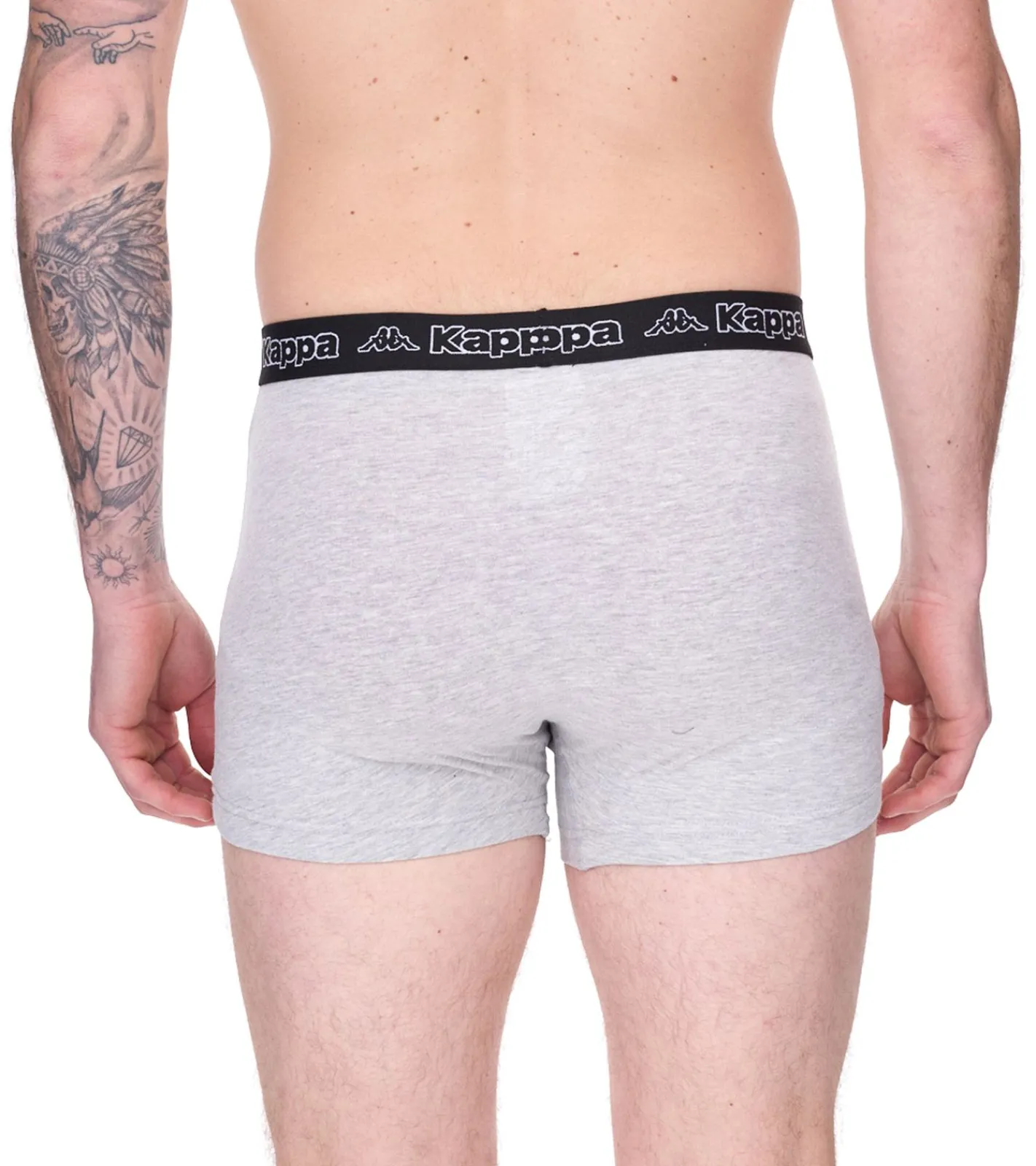 Unterwäsche|Boxershorts*Kappa 2er Pack Herren Boxershorts mit Marken Schriftzug und Logo Unterhose 351K1JW ADK Dunkelgrau/Hellgrau/Rot