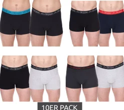 Unterwäsche|Boxershorts*Kappa 10er Pack Herren Boxershorts mit Marken Schriftzug und Logo Unterhose in verschiedenen Farben wie Schwarz, Grau, Anthrazit und Blau