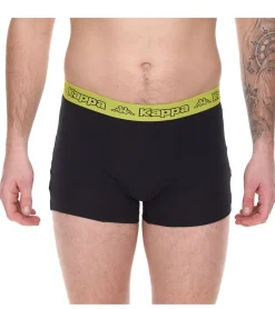 Unterwäsche|Boxershorts*Kappa 10er Pack Herren Boxershorts mit Marken Schriftzug und Logo Unterhose 351K1JW Schwarz/Lime oder Schwarz/Violett